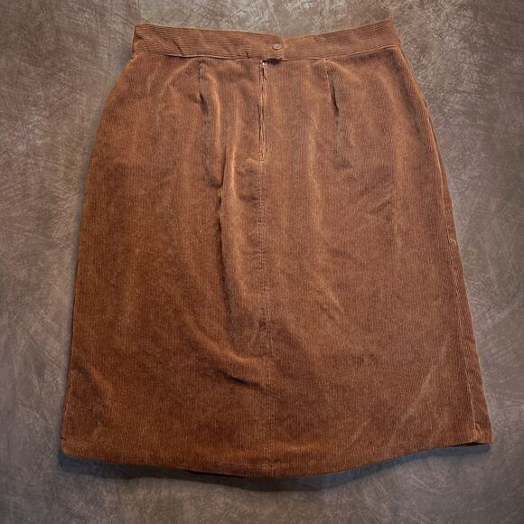 CJ Banks Vintage Y2K Corduroy Midi Skirt Pleated Slit Brown Tan Women's 14W NWT - Picture 2 of 8